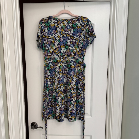 🌿 Toad & Co. Cue Wrap Short Sleeve Dress | True Navy Garden | Sz L - Picture 4 of 6